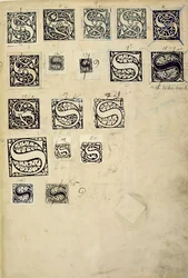 Page from a specimen book with sample proof letters, from the Kelmscott Press